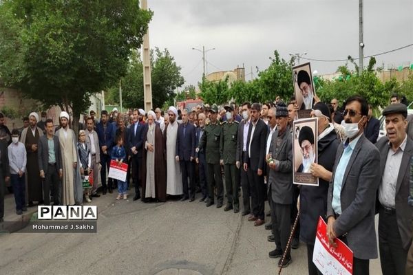 راهپیمایی روز قدس در شهرستان جعفرآباد قم