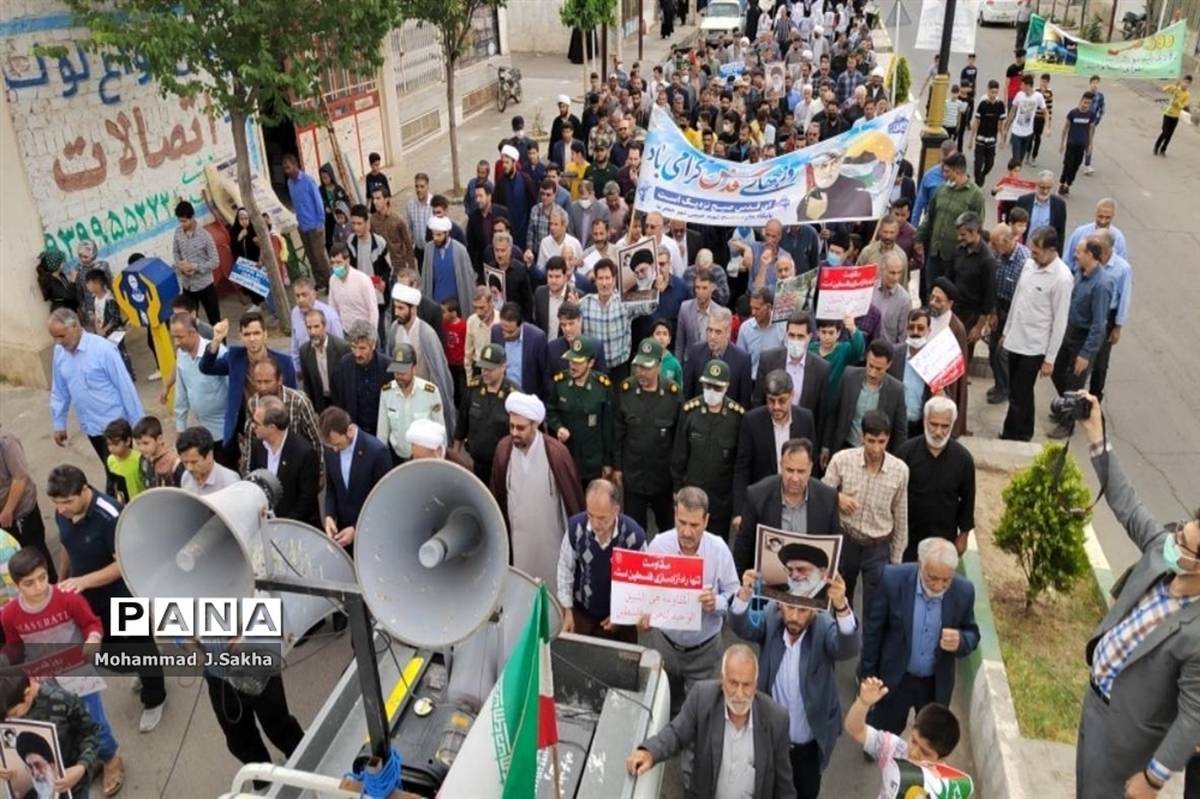 راهپیمایی روز قدس در شهرستان جعفرآباد قم