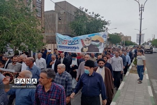 راهپیمایی روز قدس در شهرستان جعفرآباد قم