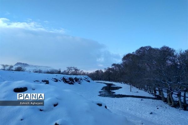 طبیعت برفی و هوای پاک در روستای بیدهند قم