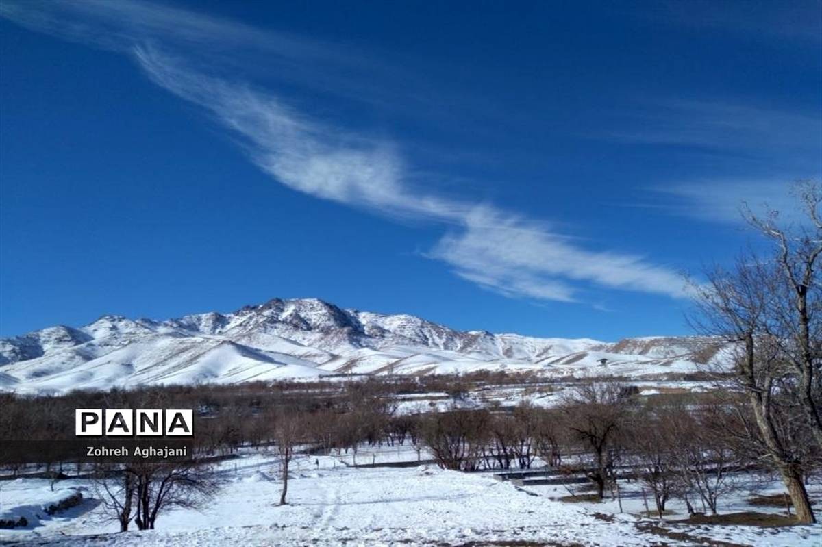 طبیعت برفی و هوای پاک در روستای بیدهند قم