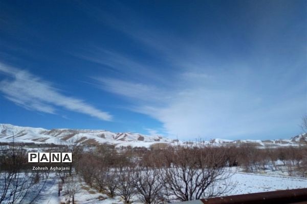 طبیعت برفی و هوای پاک در روستای بیدهند قم