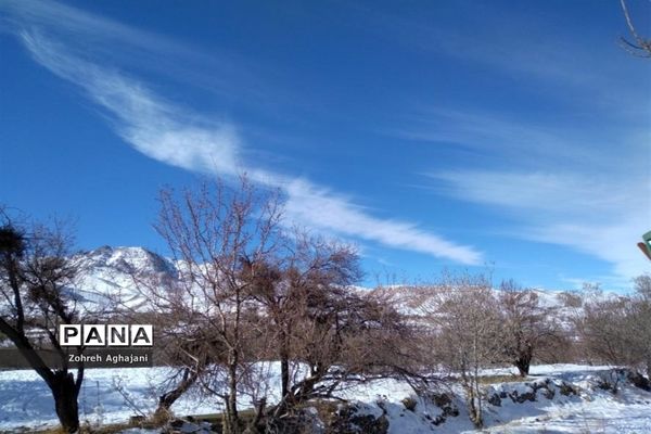 طبیعت برفی و هوای پاک در روستای بیدهند قم