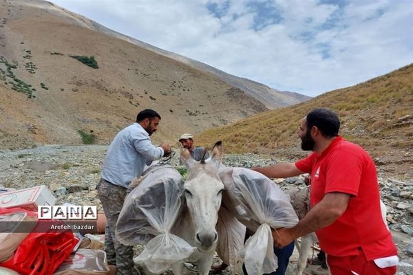 امداد رسانی نیروهای هلال احمر بلده به عشایر سیل زده منطقه
