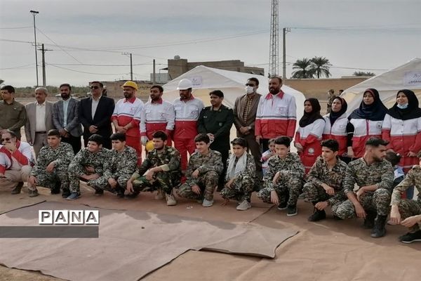 آیین نواختن زنگ مانور سراسری زلزله و ایمنی در شهرستان کارون