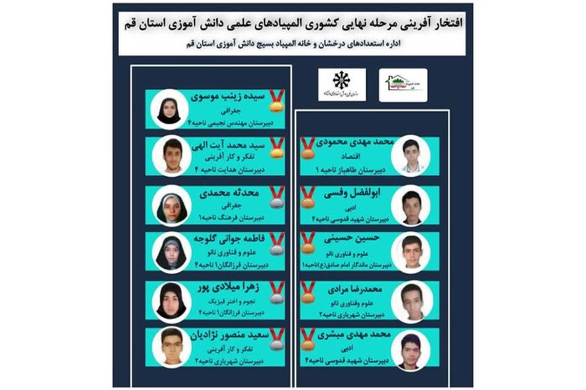 کسب مدال های رنگارنگ توسط دانش‌آموزان قم در مرحله نهایی المپیادهای علمی