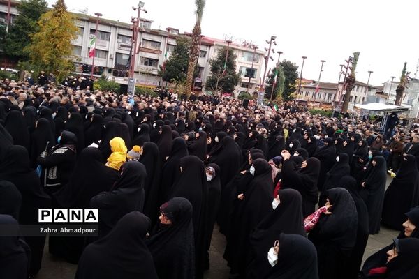 مراسم تشییع پیکر شهدای گمنام دفاع مقدس، مصادف با سالروز شهادت حضرت زهرا (س) در گیلان