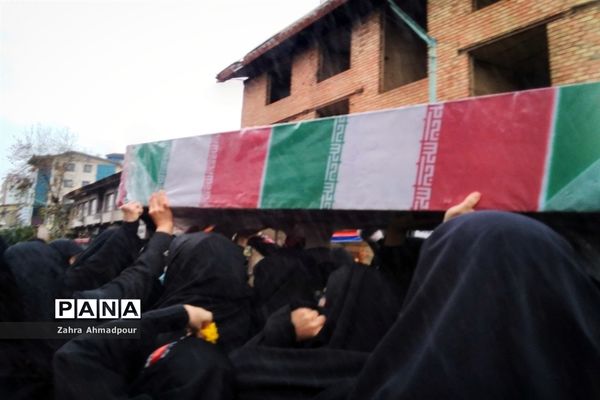 مراسم تشییع پیکر شهدای گمنام دفاع مقدس، مصادف با سالروز شهادت حضرت زهرا (س) در گیلان
