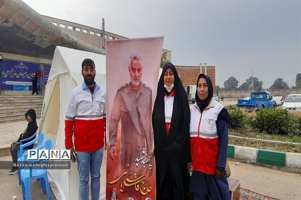تشییع پیکر شهید گمنام‌ در مراسم سومین یادواره شهدای فرهنگی و دانش آموز خوزستان