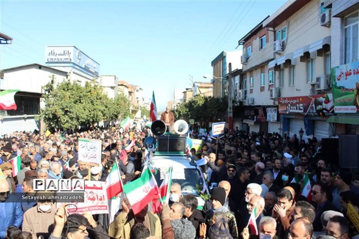 حماسه حضور مردم گلوگاه در راهپیمایی ۲۲ بهمن/فیلم