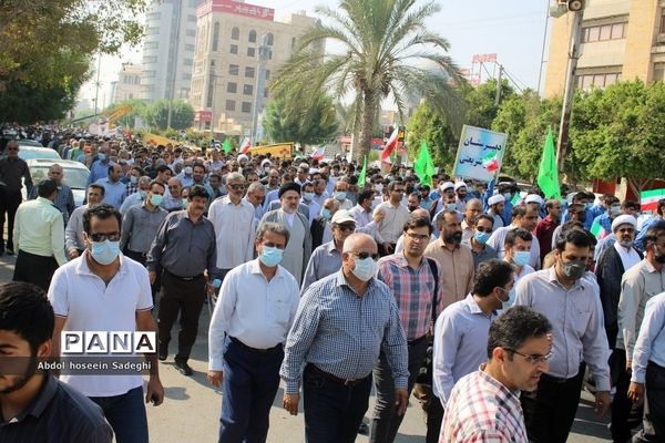 راهپیمایی مردم بوشهر و تجدید بیعت با آرمان‌های انقلاب اسلامی