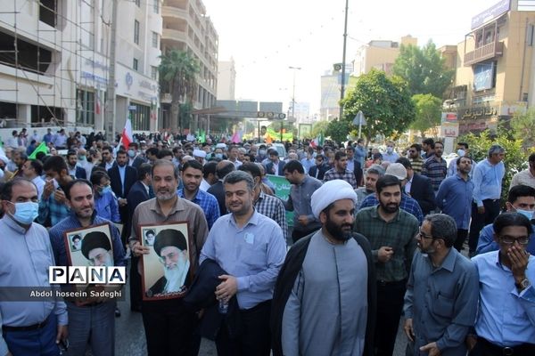 راهپیمایی مردم بوشهر و تجدید بیعت با آرمان‌های انقلاب اسلامی