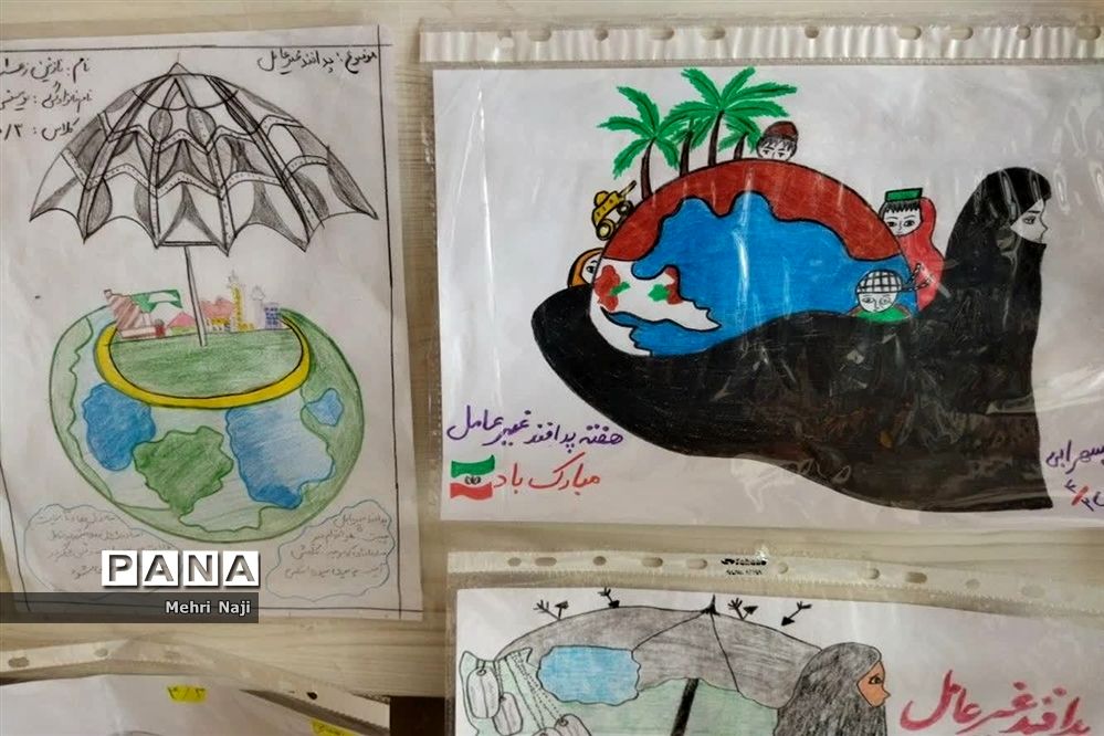 نمایشگاه نقاشی با موضوع پدافندغیرعامل در آموزشگاه نشاط اسلامشهر