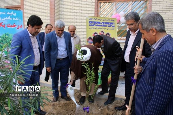 کاشت نهال در دبستان شهدای مدافع سلامت در بوشهر