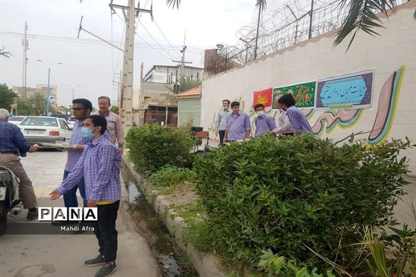 برپایی ایستگاه صلواتی ویژه نیمه شعبان توسط دانش‌آموزان هنرستان کاردانش دکتر حسابی بهبهان