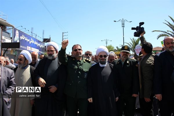 راهپیمایی پرشکوه مردم شریف شهرستان نور در روز قدس