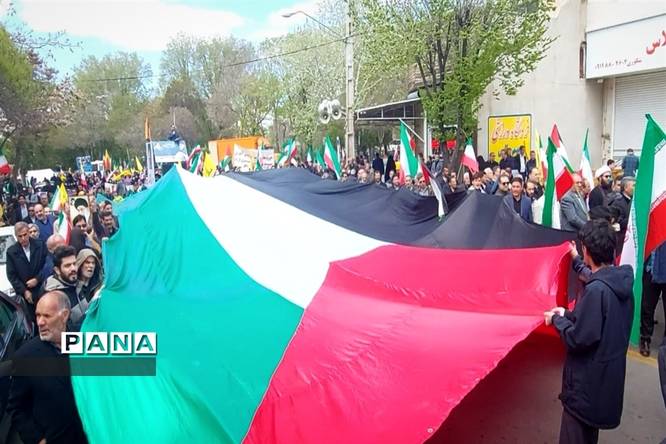 حضور دانشآموزان و فرهنگیان شهرستان طارم در راهپیمایی روز قدس
