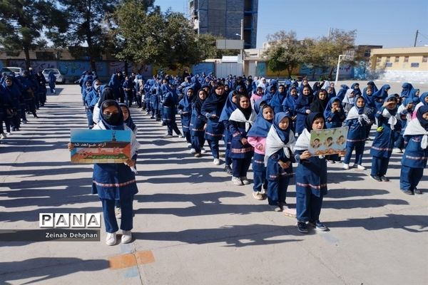 آیین اتحاد و همبستگی با قیام مردم فلسطین در دبستان رضوان و فضیلت شهرستان کاشمر