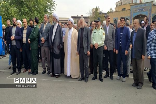 راهپیمایی پرشور دانش‌آموزان و فرهنگیان شهرستان ملارد در حمایت از مردم فلسطین