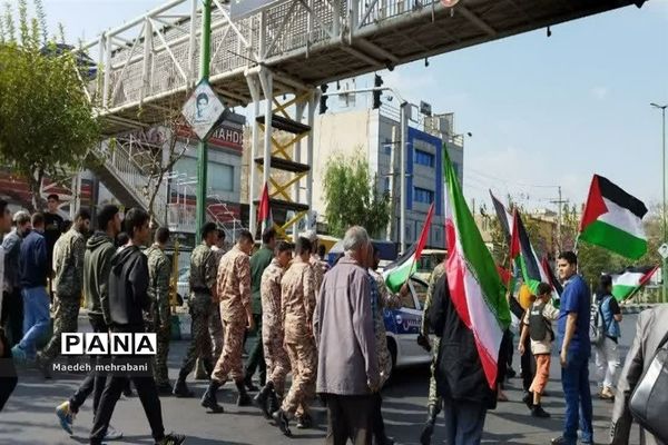 راهپیمایی مردم شهرستان قرچک در حمایت از مردم مظلوم فلسطین