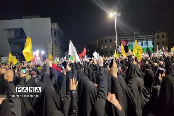 راهپیمایی بزرگ مردم مشهد مقدس در محکومیت بمباران بیمارستان المعمدانی غزه