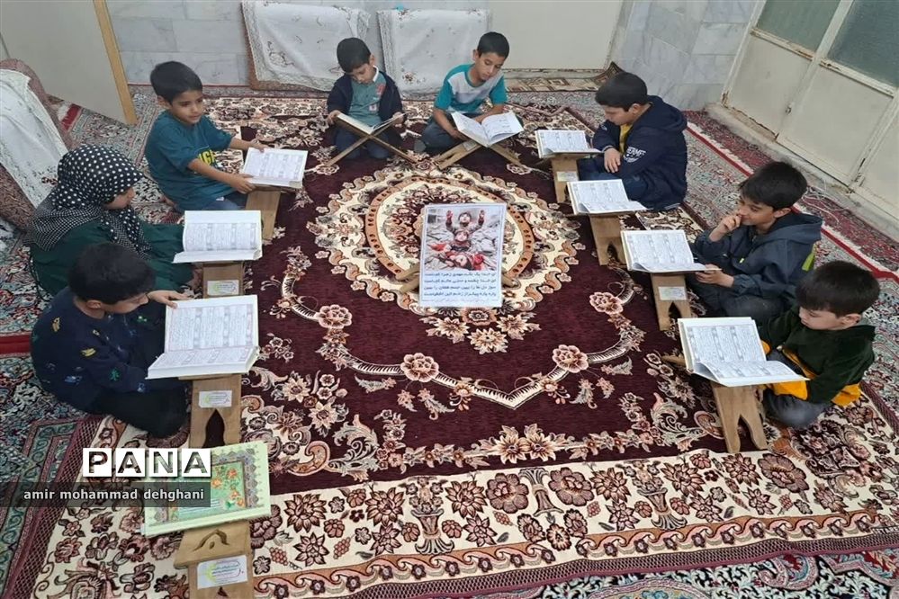 جلسه قرآن دانش‌آموزان اشکذری برای کودکان فلسطینی