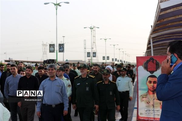 مراسم وداع با پیکر پاک شهید مدافع امنیت سرگرد محمد قنبری در ستاد فراجا استان خوزستان