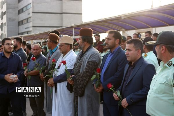 مراسم وداع با پیکر پاک شهید مدافع امنیت سرگرد محمد قنبری در ستاد فراجا استان خوزستان