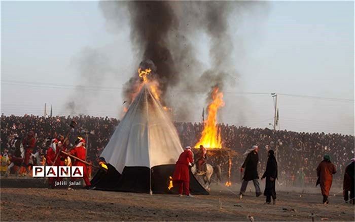 آیین سنتی مذهبی خیمه‌برداری در نوش آباد برگزار شد