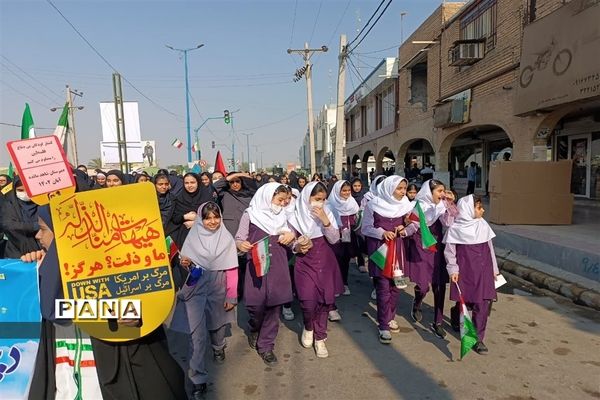 راهپیمایی ۱۳ آبان و روز دانش‌آموز در شهرستان امیدیه