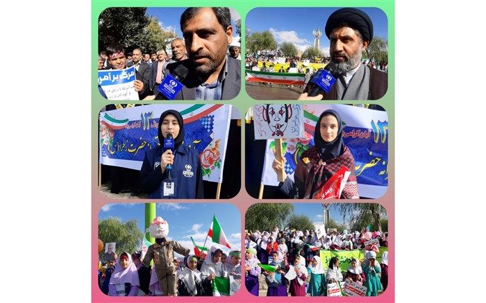 حضور پرشور دانش آموزان شهرستان چادگان در راهپیمایی ۱۳آبان