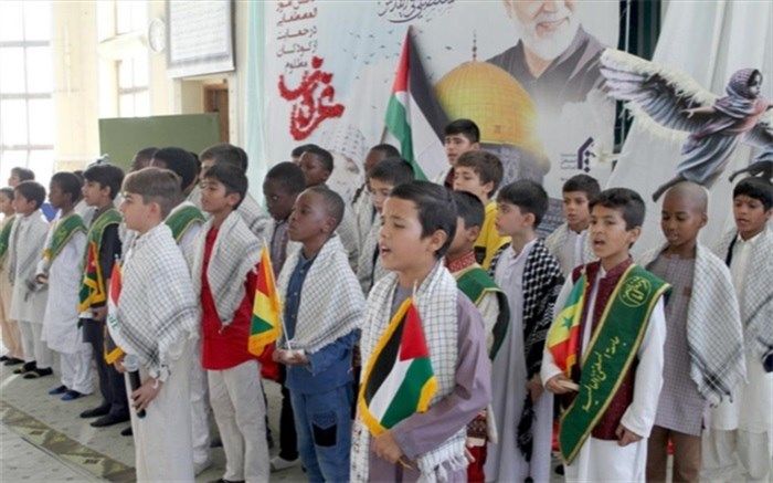 تجمع اعتراضی دانش‌آموزان‌ صد کشور ‌در حمایت از کودکان غزه