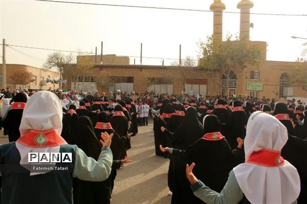 راهپیمایی محکومیت جنایات رژیم کودک کش اسرائیل در شهرستان بام و صفی آباد