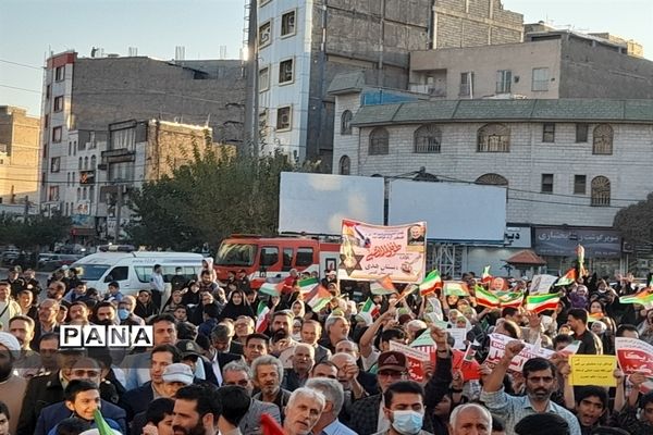 تجمع مردم شهرستان قدس در حمایت از ملت بی‌دفاع غزه