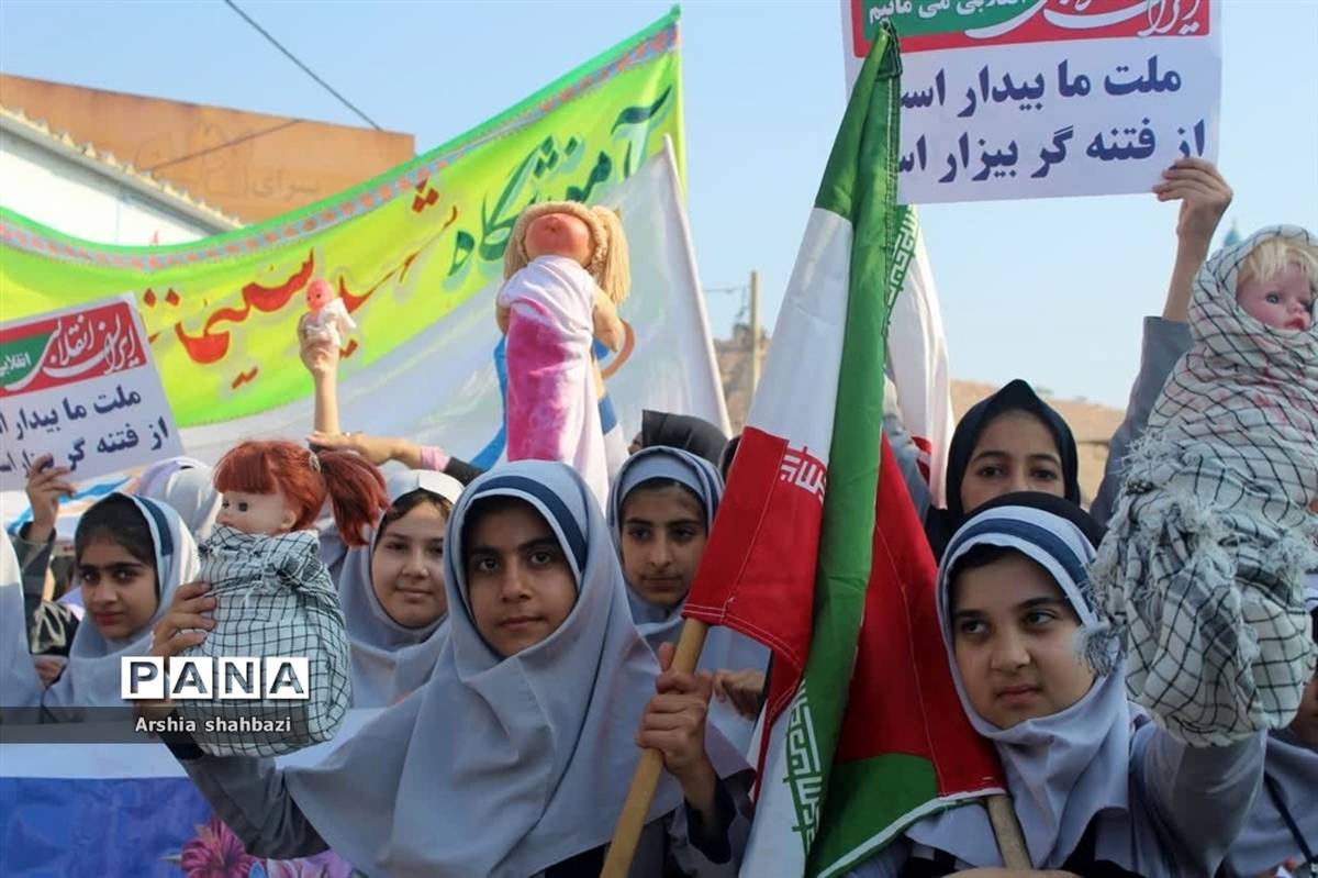 تجمع دانش‌آموزان آغاجاری در حمایت از کودکان مظلوم فلسطین