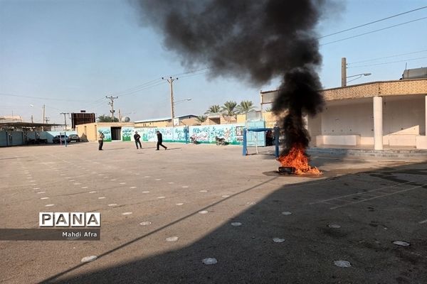 بیست و پنجمین مانور سراسری زلزله و ایمنی در دبستان شهید مرتب بهبهان