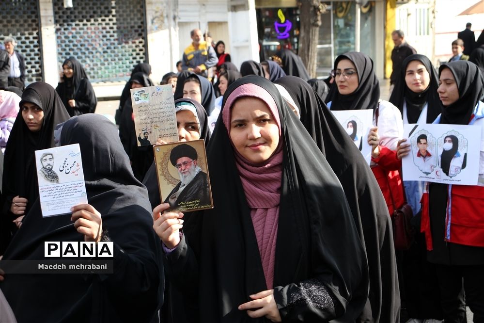 راهپیمایی مردم شهرستان قرچک علیه حادثه جنایت‌بار تروریستی کرمان