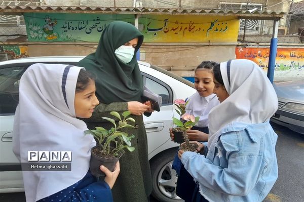 نذر گل در دبستان دخترانه شهید‌محمدعلی صابری قائمشهر
