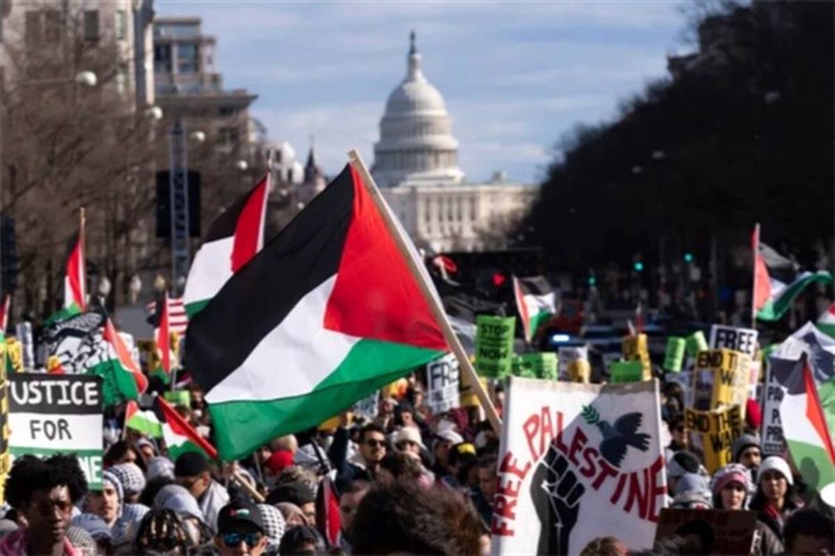 تظاهرات حامیان فلسطین مقابل کاخ سفید