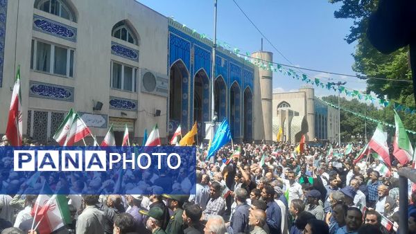 تجمع بزرگ مردمی علیه محکومیت رژیم صهیونیستی در مصلی کرج