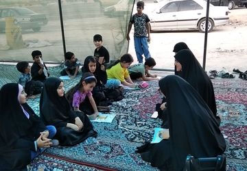 در موکب دانش‌آموزی قاسم ابن الحسن (ع) فعالیت‌های فرهنگی-هنری توسط نوجوانان انجام‌ می‌گیرد 