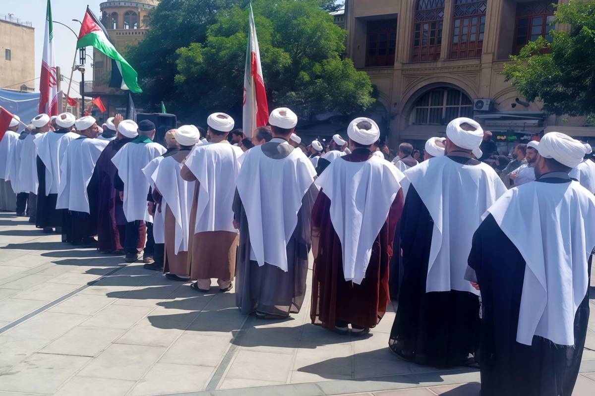 طلاب همدانی با پوشیدن کفن علیه استکبار جهانی راهپیمایی کردند