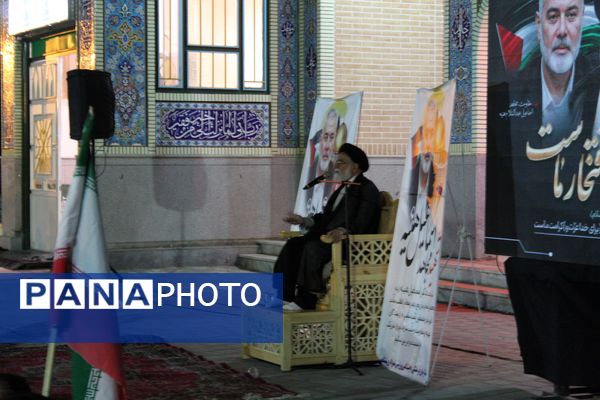 اجتماع بزرگ مردم ولایت‌مدار نیشابور در محکومیت ترور شهید قدس اسماعیل هنیه 