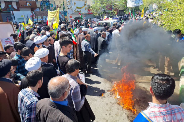 راهپیمایی روز قدس همراه با تشییع پیکر شهید صداقت در قم