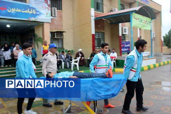 مانور زلزله در مدارس شهرستان‌ها و مناطق استان بوشهر