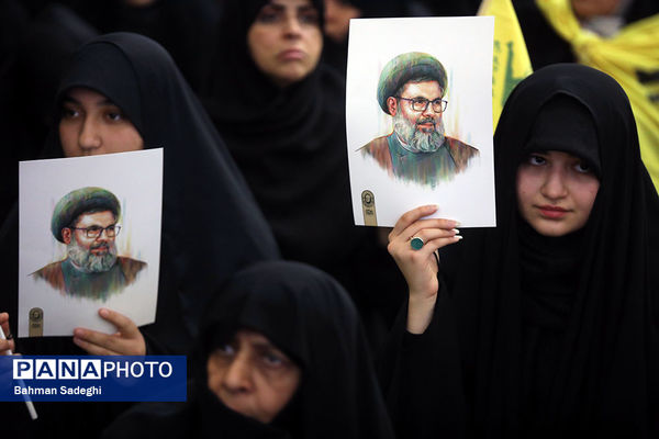 مراسم گرامیداشت شهید سیدحسن نصرالله همزمان با تشییع شهدا در لبنان - تهران