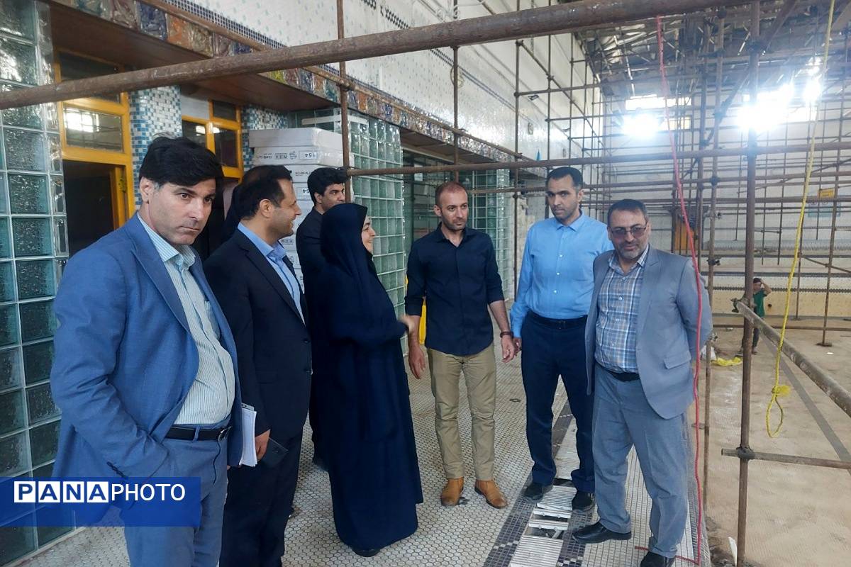 نظارت بر پیشرفت بازسازی مجموعه ورزشی محمد حسین ثمری در ملارد