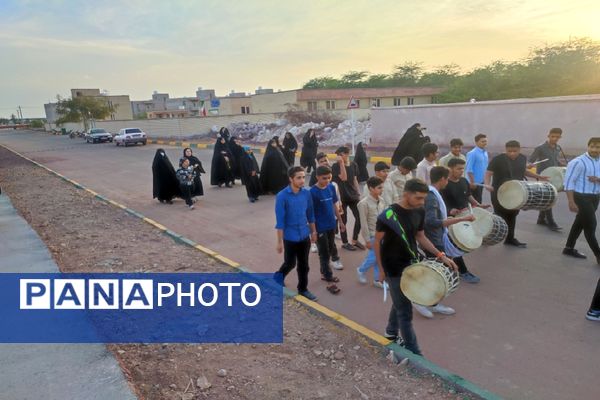 حرکت خودجوش نوجوانان بوموسی به‌مناسبت تشییع و خاکسپاری نمادین شهید نصرالله