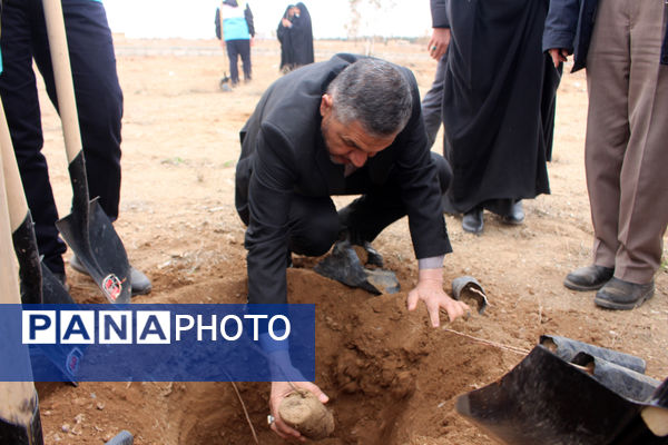 جلوه‌هایی از آیین درختکاری در اردوگاه شهدای 15 خرداد قم