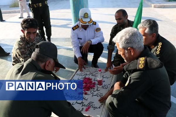 غبارروبی مقبره و مزار شهدای گمنام در شهرستان بندرخمیر